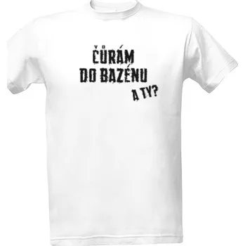 Pánská móda Tričko s potiskem Čůrám do bazénu a ty? - černá pánské