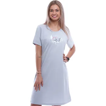 Dámská noční košile Šedomodrá nádherná dámská košilka se spícím slůňátkem na obláčku 1C3900 šedá m