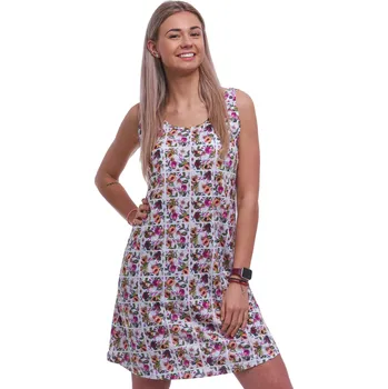 Dámské noční prádlo Nádherná dámská noční košilka bez rukávů - květinová a ovocná koláž - mozaika 1C3925 růžová l