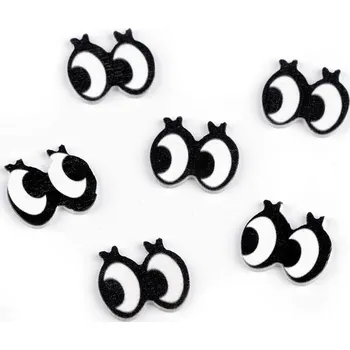 Dřevěné oči k nalepení 18x16 mm Varianta: bílá černá, Balení: 10 ks