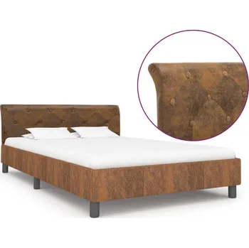 Postel vidaXL Marketos Rám postele hnědý umělá broušená kůže 140 x 200 cm