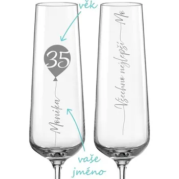 Sklenice Pískované skleničky na sekt Balónkový přípitek 2 ks