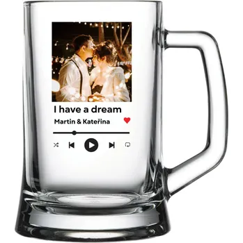 Sklenice Pivní sklenice s vlastním odkazem na oblíbenou písničku