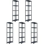 vidaXL Marketos Skladové regály 5 ks černé 125 kg 60 x 30 x 180 cm plastové