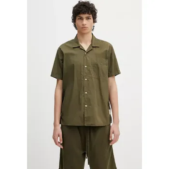 Pánská košile Bavlněná košile Barbour Barbour Holywell Poplin S/S Relaxed Fit Shirt, L, zelená, 91X