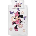 Dětské povlečení do postýlky MINNIE A MOTÝLCI, růžovo-bílá, bavlna hladká, 100x135cm + 40x60cm