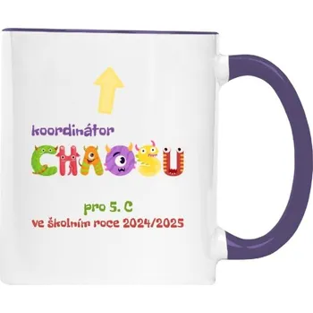 Hrnek malý barevný s potiskem Koordinátor chaosu