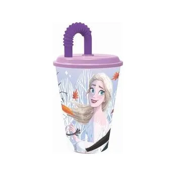 KELÍMEK S BRČKEM LEDOVÉ KRÁLOVSTVÍ 430ML, PLAST