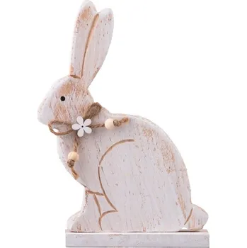 Dekorace dřevo 140x185mm zajíc na postavení, přírodní 68 gram