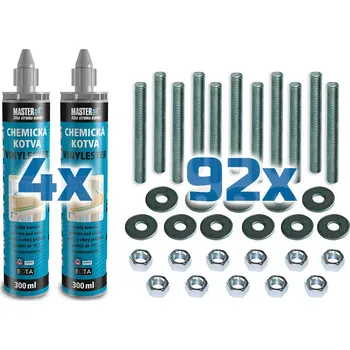 Kotevní sada beton/asfalt pro halu 10×24,4 m s roztečí 2,44 m