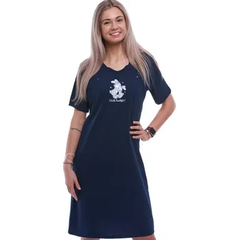 Dámská noční košile Nádherná dámská košilka tmavě modrá s králíčky 1C3913 modrá m