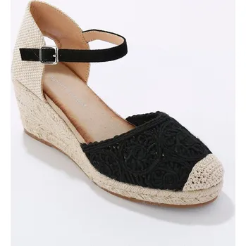 Dámské sandále Sandály macramé na klínovém podpatku černá 41