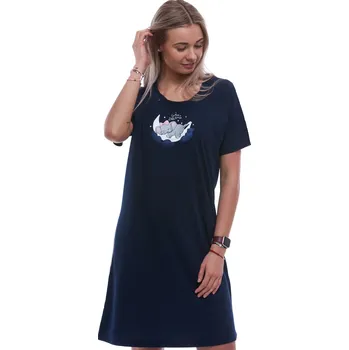 Dámské noční prádlo Tmavě modrá nádherná dámská košilka se spícím slůňátkem na obláčku 1C3901 modrá l