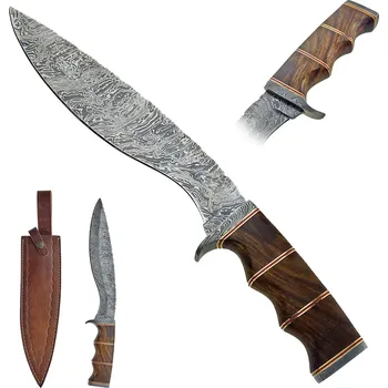 PAK Damaškový lovecký nůž "HEAVY CALIBRE" s koženým pouzdrem