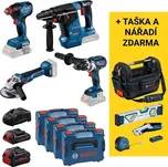 Sada AKU nářadí Bosch GSR + GDX + GWS + GBH 0.615.990.N32 18 V 2× 5,5 Ah 1× 4 Ah