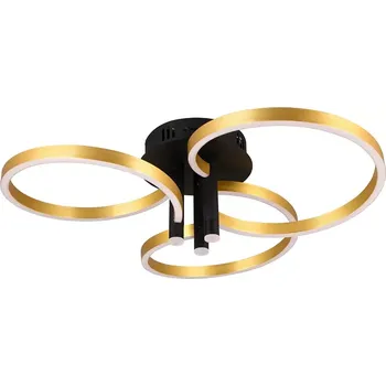 Trio Leuchten 648110680 CARUSO - Stropní lustr stmívatelný klasickým vypínačem, LED 43W, 4980lm, 2300+3000+4000K, Ø 65,5cm (Moderní stropní lustr v černo zlaté barvě se změnou barvy světla)