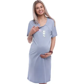 Dámské noční prádlo Šedá těhotenská a kojící košile má dvojité propínání na knoflíky s ovečkou 1C3916 šedá xxl