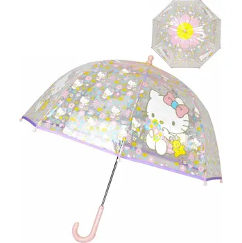 Deštník Deštník dětský Hello Kitty průhledný 67x71cm manuální otevírání