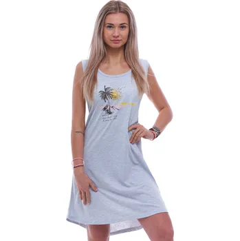 Dámská noční košile Šedá dámská noční košilka bez rukávů OSTROV 1C3967 šedá 2xl