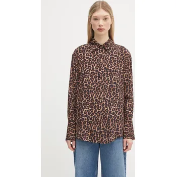 Dámská košile Košile Anine Bing Bridget Shirt dámská, hnědá barva, relaxed, s klasickým límcem, A.07.11162, M, 84X