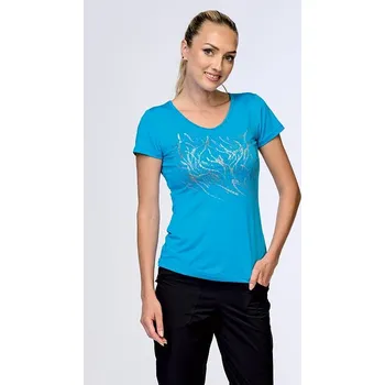 Bavlněné tyrkysové dámské tričko s potiskem 68 velikost 4XL