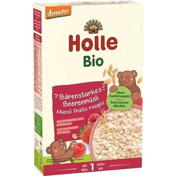 Dětská kaše HOLLE Bio musli s kousky jahod a malin 250 g