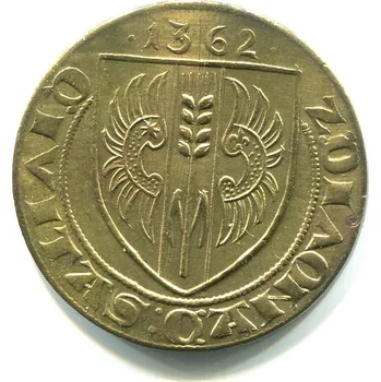 KAŇOVICE. Pamětní groš 1362. Autor: Petr Soušek. Mosaz.
