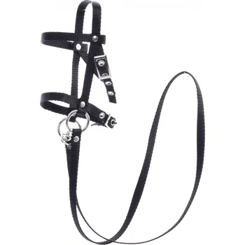 Hobby horsing Černá uzdečka s otěžemi z popruhu Velikost: XS