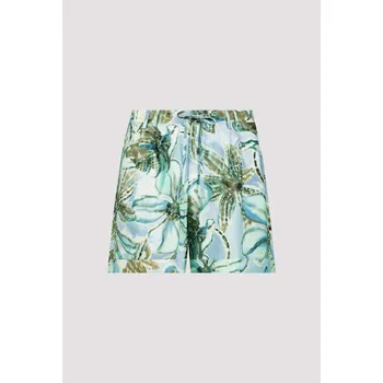 Dámské kalhoty Kraťasy Monari 8858 aqua s tropickým motivem Velikost: 34