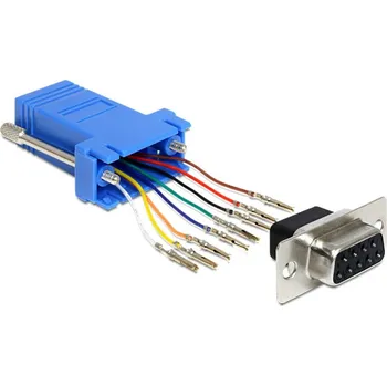 Elektrická zásuvka Delock 65430 RJ45 / VGA adaptér [1x D-SUB zásuvka 9pólová - 1x RJ45 zásuvka] černá, modrá, stříbrná