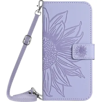Pouzdro na tablet VSECHNONAMOBIL 79208 ART SUNFLOWER Peněženkový obal se šňůrkou pro Honor 200 Pro fialový