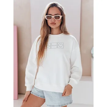Dámská mikina Dámská mikina oversize s výšivkou EASYJOY BY1513 Barva: Bílá, Velikost: ONE SIZE