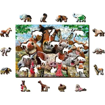 Woden City Dřevěné puzzle Život na farmě 2v1, 200 dílků eko