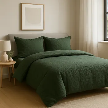 Bavlněné povlečení se lněným vzhledem zelené