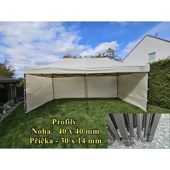 Zahradní stan Nůžkový párty stan 3x6 (m) EKSPAND PREMIUM + 3 boky - Bílá