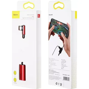 Datové redukce Kabel Type-C Male do Type-C Female + Jack 3.5MM adaptér červený