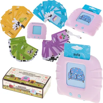 Čtečka paměťových karet KIK Vzdělávací čtečka karet pro výuku anglických slovíček 112 karet růžová