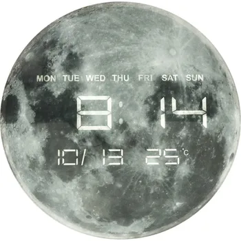 Hodiny Nástěnné hodiny Planet Moon s LED displejem 32 cm šedé