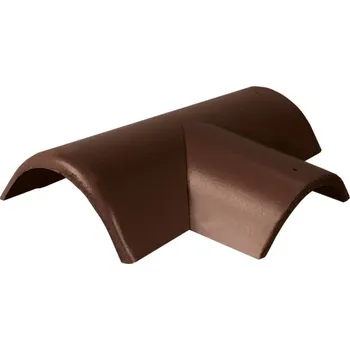 betonová krytina Hřebenáč rozdělovací pravý T220 Bramac Protector Plus se dvěma příchytkami -tmavohnědá