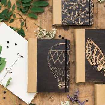 Zápisník Dědova dílna Dřevěný zápisník Balón Papír: Bez linek (čistý)