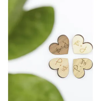 Svatební dekorace Dřevěný vývazek srdce psací Dřevo: Buk