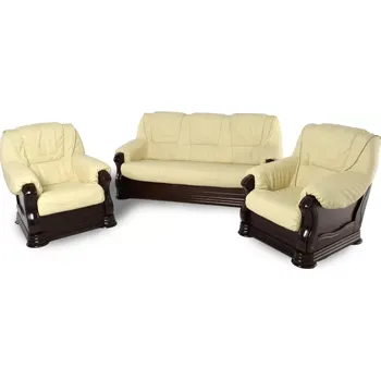 Sedací souprava Kožená sedací souprava Baron LUX 3N+1+1, vínová dřevem kalvados (k56 / 5)