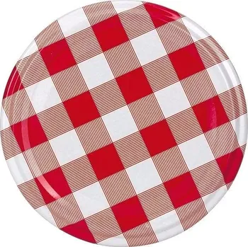Gastrozone 222260137 70 mm 10 ks káro/červená Víčko na zavařovací sklenici Gastrozone 222260137 70 mm 10 ks káro/červená