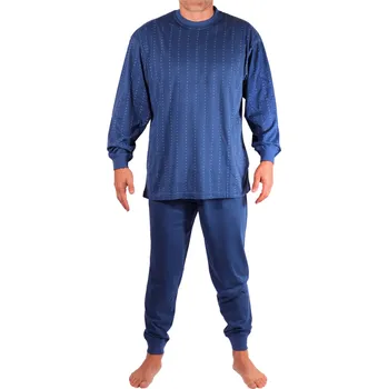 Pánské pyžamo Mojmír pánské pyžamo s náplety W-034C M šedomodrá