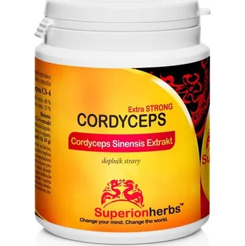 Přírodní produkt Superionherbs Cordyceps, Extrakt 40 % polysacharidů, 15 % manitolu, 90 tobolek