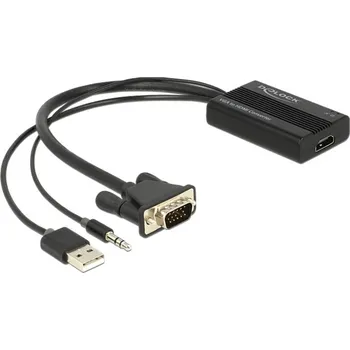Elektrická zásuvka Delock 62597 HDMI / VGA / USB / jack adaptér [1x HDMI zásuvka - 1x D-SUB zástrčka 15pólová, USB-A konektor, Konektor jac
