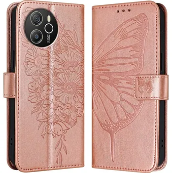 Pouzdro na tablet VSECHNONAMOBIL 81069 ART BUTTERFLY Peněženkový obal pro Blackview Shark 8 růžovozlatý