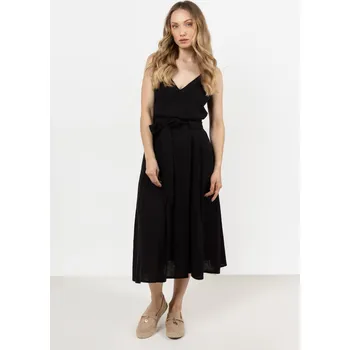 Dámská sukně Rozevlátá bavlněná midi sukně plisovaná A723 Barva: Černá, Velikost: L