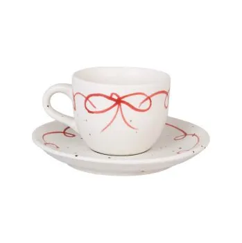 Keramický šálek s podšálkem Viola Bow Red 200 ml
