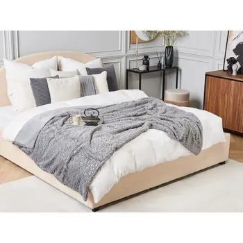 Přehoz na lůžko Deka šedá polyesterová 130 x 180 cm přikrývka na postel se vzorem zlatých hvězd obývací pokoj ložnice Beliani